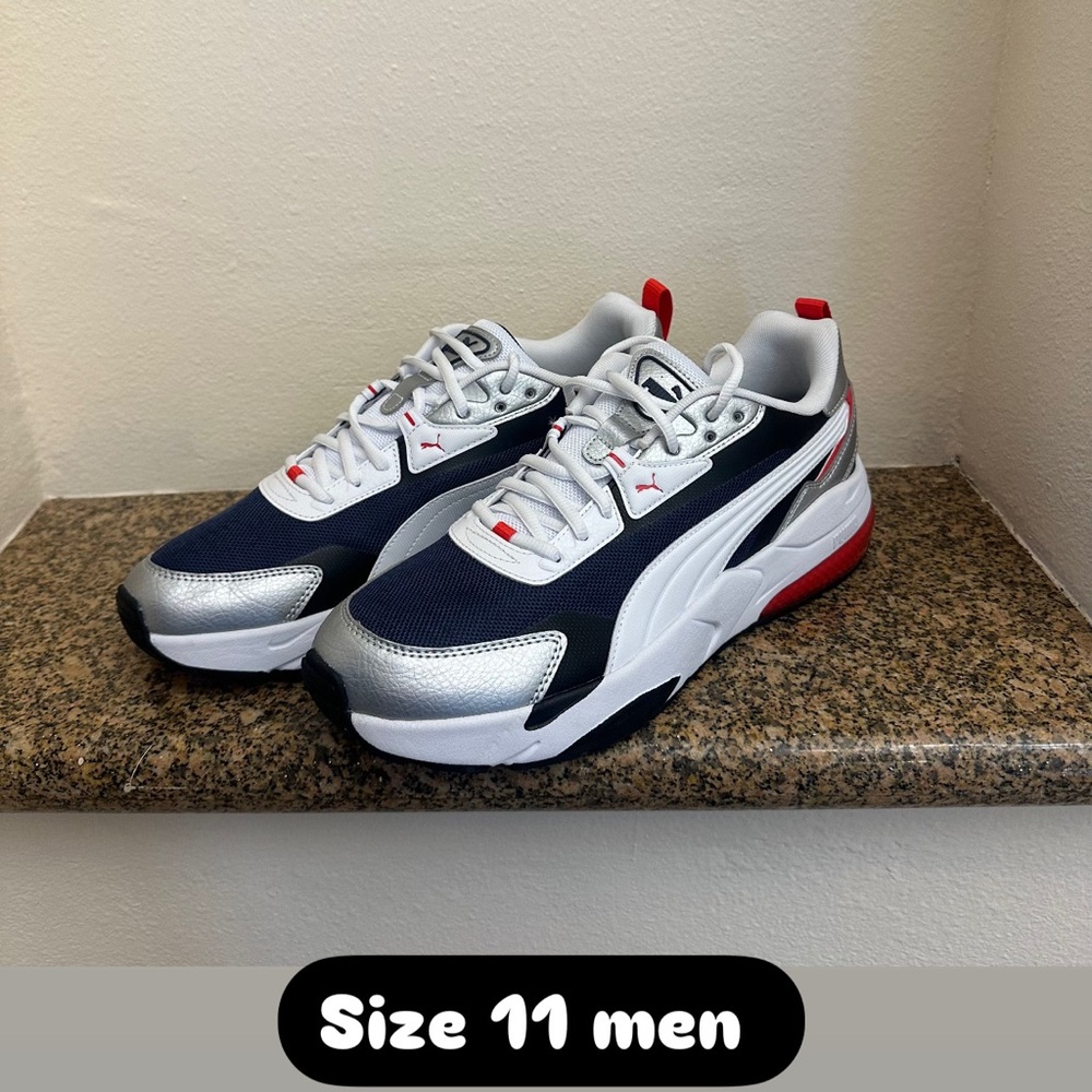 Puma Men's Sneakers in Navy, White, and Red